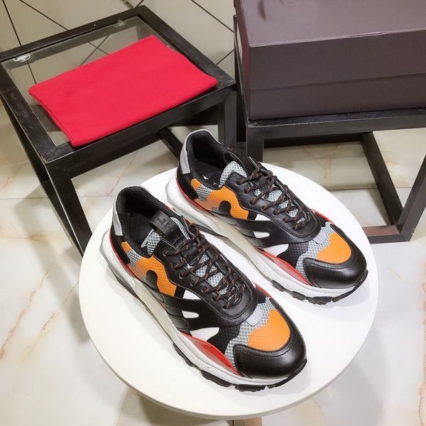 

new designer shoes rockrunner camouflage noir fabric nappa sneaker genuine leather mens flats shoes luxury trainers, Black