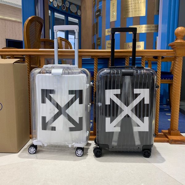 

transparent polycarbonate suitcase : 20 inches color: black, white boarding box bags for man and women