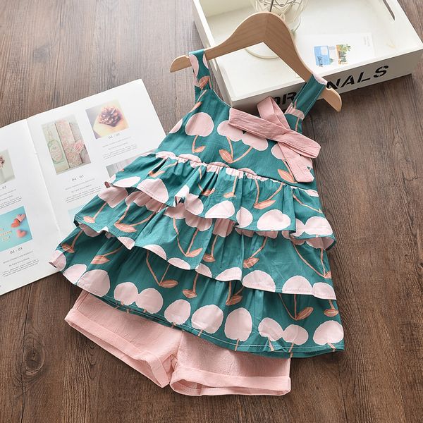 

clothing sets baby girls summer clothes sleeveless t-shirt+shorts 2 pieces kids boutique, White