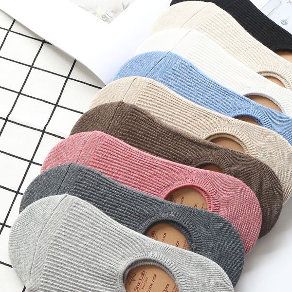 

spring summer new ladies boat socks japan solid color dark thread silicone non-slip women's socks shallow mouth invisible, Black;white