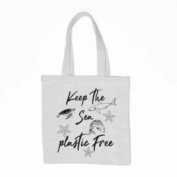 

save the ocean tote bag keep the sea plastic shopper bag environmentally friendly reusable no more plastic with zipper