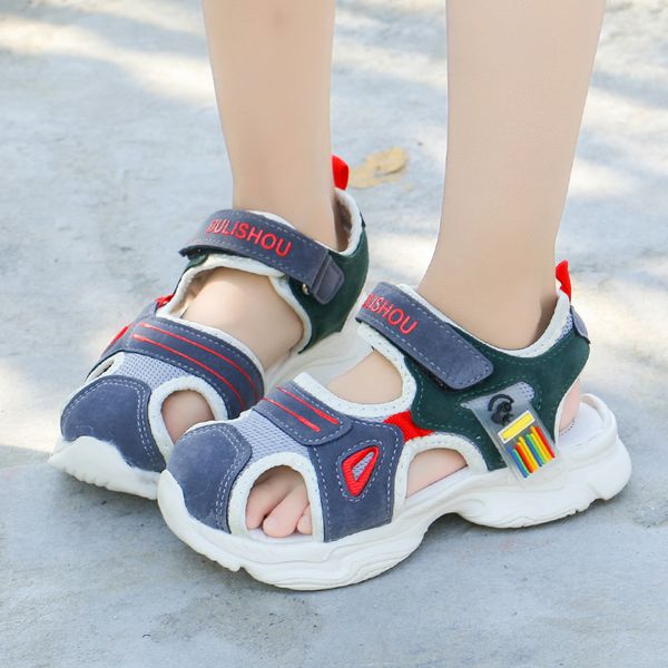 

kid sandals summer cut-outs sandals beach close toe for child water shoes anti-skid new design for children, Black;red