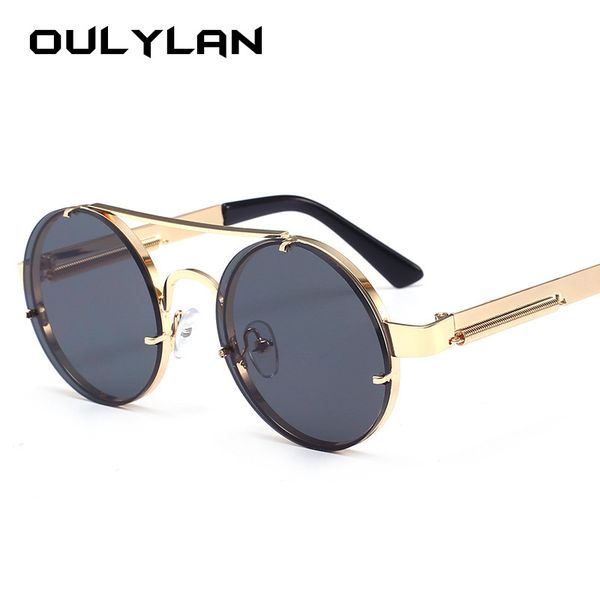 

oulylan vintage steampunk sunglasses men round sun glasses women brand steam punk sunglass male female goggles uv400, White;black