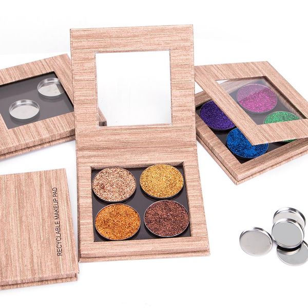 

wooden grain magnetic palette diy replaceable makeup palette for eyeshadow lipstick red magnetic