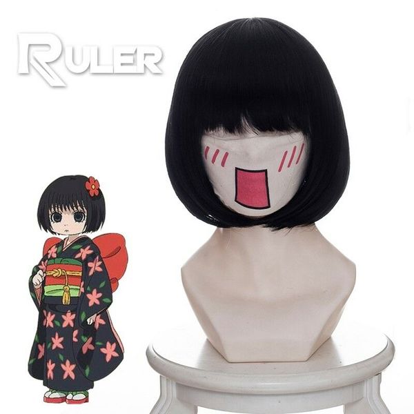 

short anime hozuki's coolheadedness cosplay wig, Black