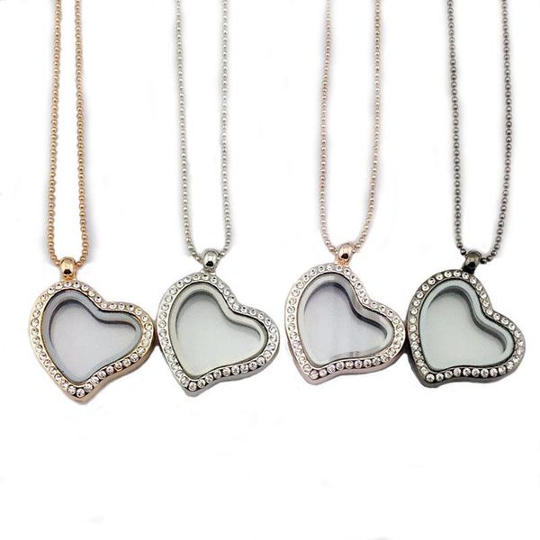 

хрустальное сердце floating медальон ожерелье серебро золото сердце любовь рамка подвески мода ювелирные изделия для женщин и дети sandy dro, Silver