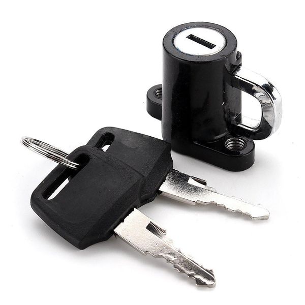 

universal motorcycle motorbike bike helmet lock hanger hook & 2 keys set black