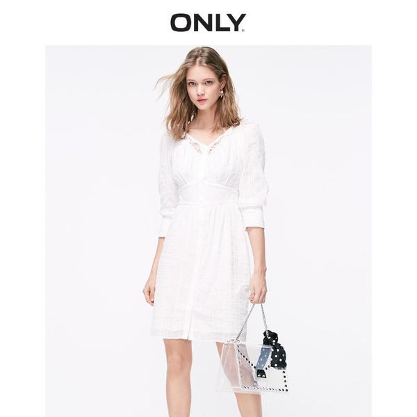 

only women's 100% cotton cinched waist lace dress | 119107560, Black;gray