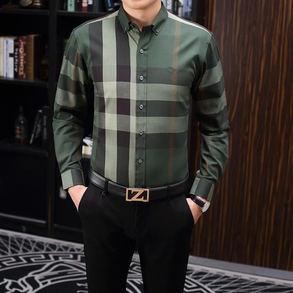 

2020 us business brand thin checked shirt, fashion designer brand long sleeve cotton casual shirt stripe cooperative shirt size -3xl #y24, White;black