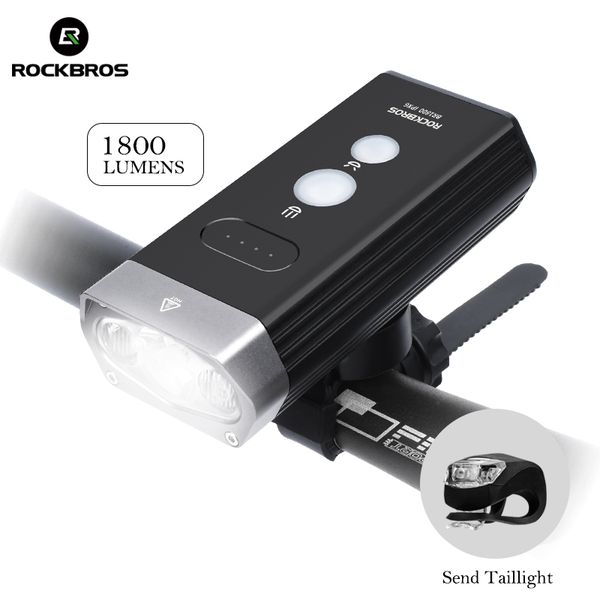 

rockbros bicycle bike light front 1800lm headlight 2 leds rechargeable cycling lamp lantern for bicycle accessories