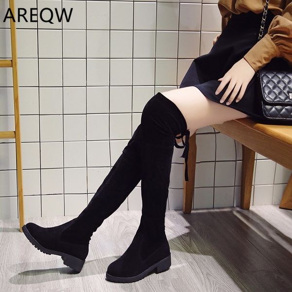 

2019 autumn and winter women's boots over the knee boots fashion new women's suede comfortable set of, Black