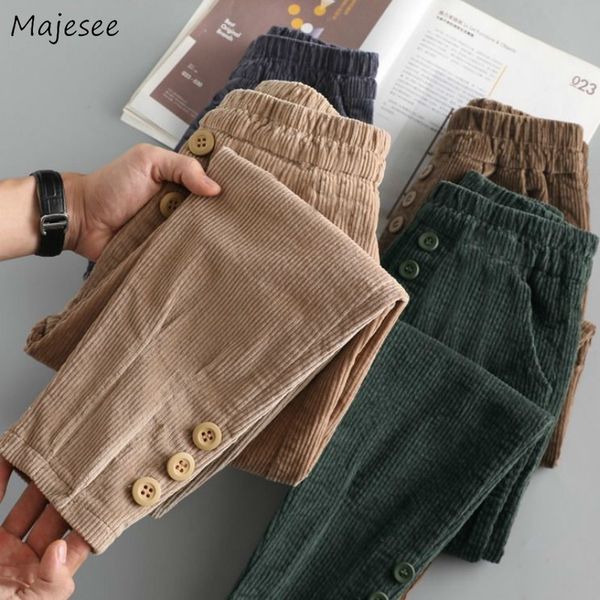 

pants women solid harem button new arrival corduroy fashionable ulzzang bf large size 4xl beam feet pant womens casual daily, Black;white