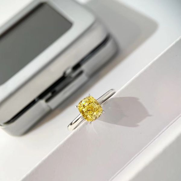 

2020 luxury designer luxury yellow diamond ring single gem ring couple wedding ring fashion accessory with gift box, Golden;silver