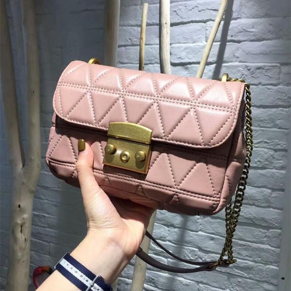 

elegant2019 алмазный треугольник летняя решетчатая цепь натуральная кожа овчина одно плечо пядь небольшой квадратный пакет