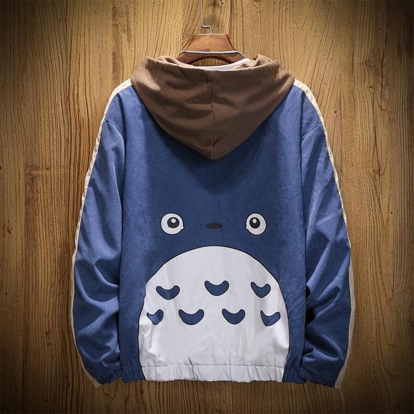 

2018 autumn new style men fashion hong kong style cartoon hooded jacket coat teenager casual loose-fit jacket, Black;brown