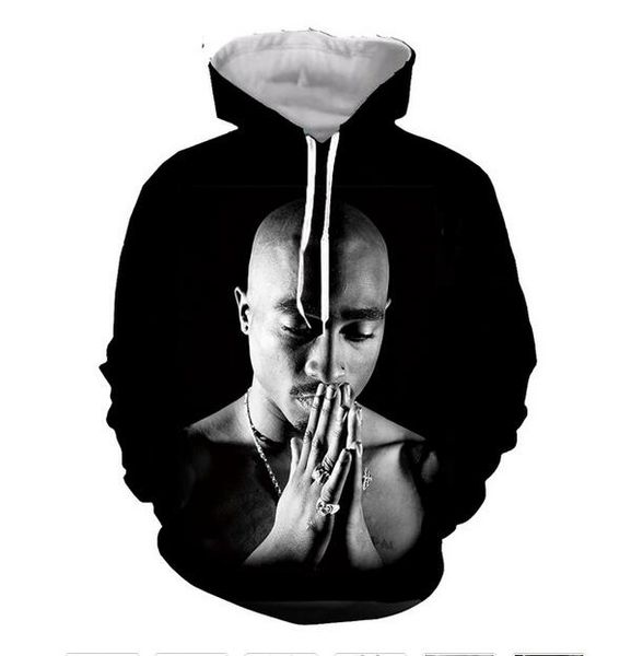 

new fashion harajuku style 3d printing hoodies tupac 2pac series men women autumn and winter sweatshirt hoodies coats rr0288, Black