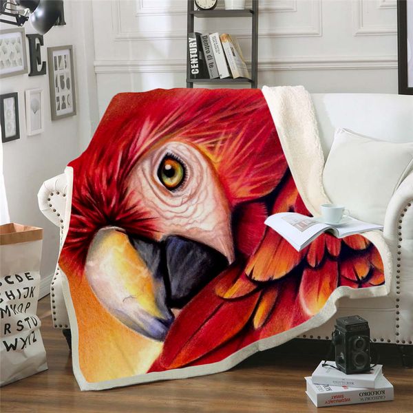 

plstar cosmos colorful parrot brid blanket 3d print sherpa blanket on bed kids girl flower home textiles dreamlike style-12
