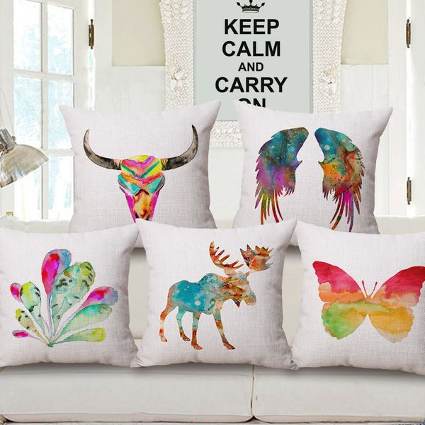 

concise colour animal hold cotton pillow case watercolor animal cushion set fashion sofa back cushion