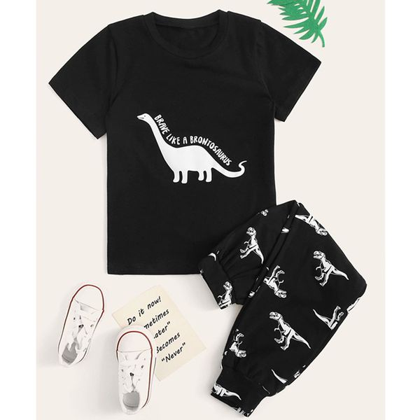 

baby boy clothesanimal dinosaur suit letter print pants pajamas outfits fashion cotton set roupa infantil cartoon suits, White