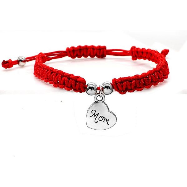 Hübsches Glücksarmband „Ich liebe dich, Mama“, roter Faden, wunderschöne Armbänder, Schmuck für Mama, Muttertagsgeschenk, Familie segne schicke Charm-Armbänder