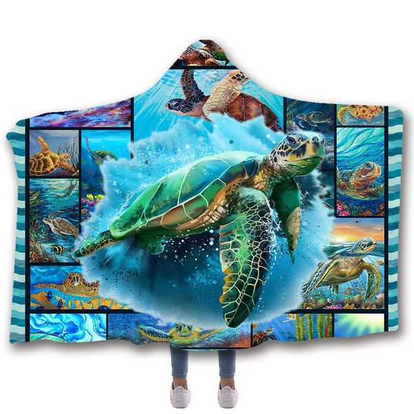 

turtle print hooded blanket fleece blankets and throws blankets for beds double layered velvet hippie wearable soft blanket