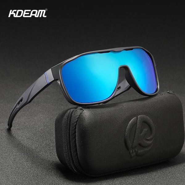 

kdeam one piece shape polarized sunglasses men sports shield glasses oversized reduce windage designed frame uwvez