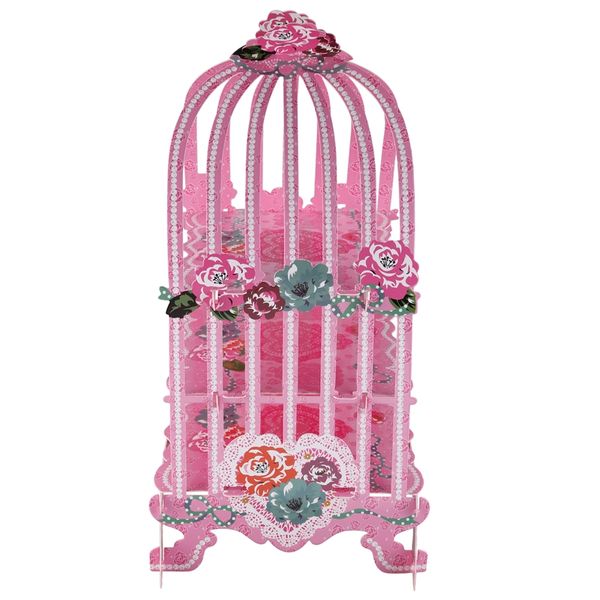 

birdcage cupcake cardboard cake stand vintage wedding party display holder pink