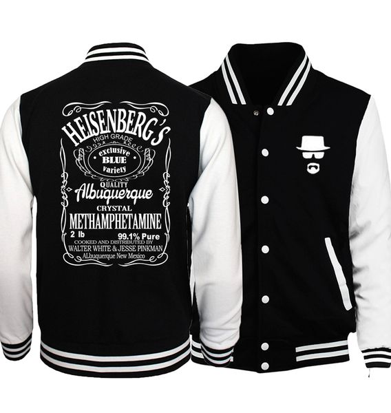 

breaking bad heisenberg plus size men jacket 2019 spring baseball men's jackets coat fashion hoodies men streetwear tracksuits, Black;brown