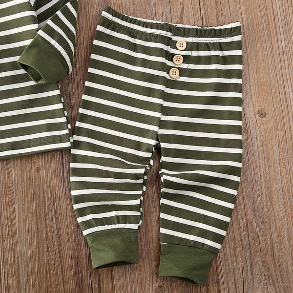 

2020 cotton striped 2pcs for 0-24m baby newborn baby boy girl clothes winter spring long sleeve pants outfits set tracksuit, White