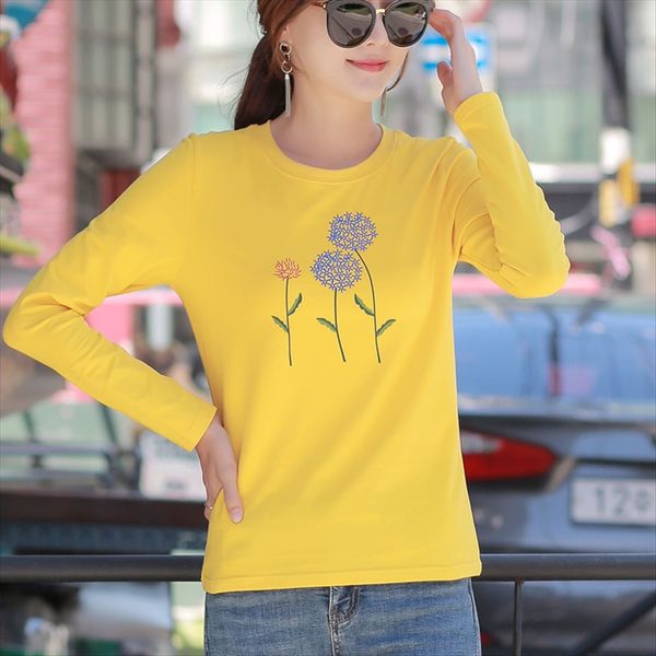 

long sleeve t- women's loose student ulzzang fashionable base shirt pure cotton t-shirt women's ins super hot, White