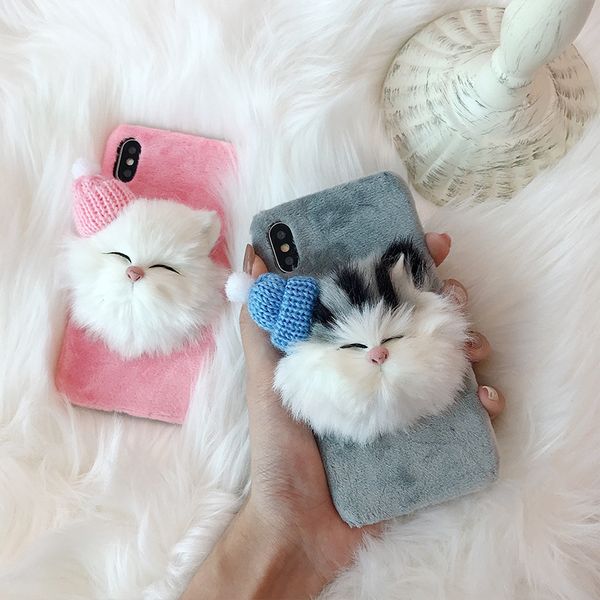 

Winter Cute Cat Kitten Сымитированного сотового телефона дело дизайнер телефон Чехол для iP