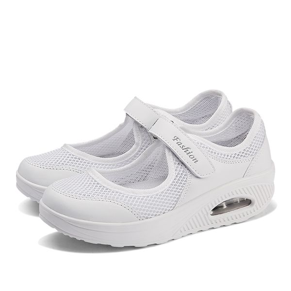 

lsysag women sneakers breathable swing shoes white nurse shoes mother plus size platform flat zapatillas mujer