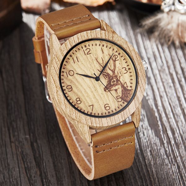 

imitate deer wood watch men women imitation wooden watch ostrich man wristwatch soft leather band male quartz wrist clock reloj, Slivery;brown