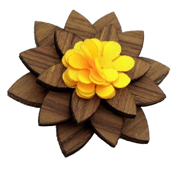 

novelty men's flower wooden brooch boutonniere lapel pin suit wedding corsage, Gray