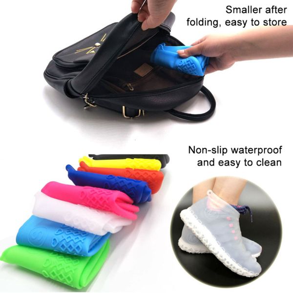 

recyclable silicone overshoes reusable waterproof rainproof men shoes covers rain boots non-slip washable 6 colors s/m/l