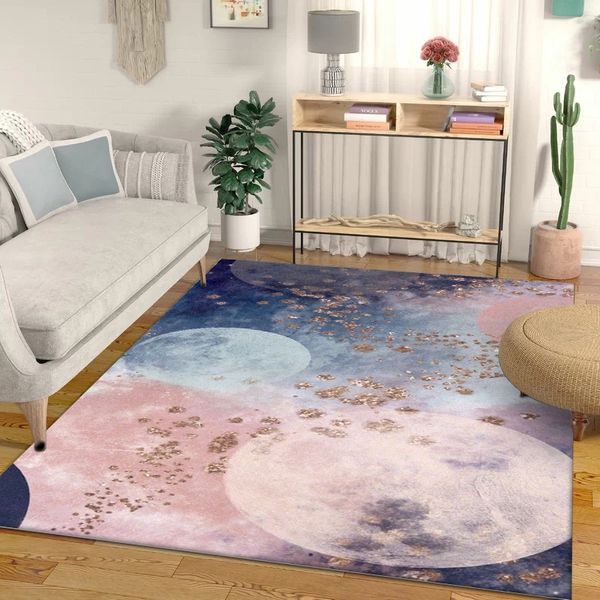 Beautiful Pink Blue Carpets Living Room Bedroom Bedside Area Rugs Kids Girl Room Modern Abstract Watercolor Decor Tapete Carpet Mohawk Carpeting