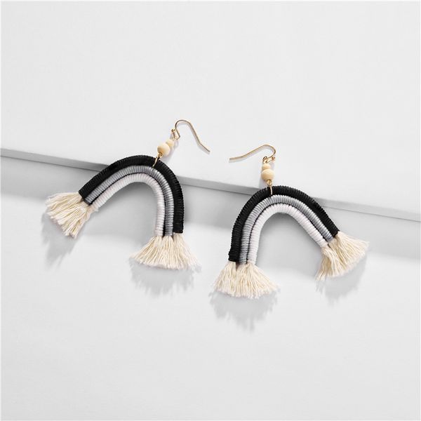 

европа и соединенных штаты ювелирных изделий серьги линии кисточка красочного мульти - цвет столкновение цвета u - образные радужные девушка, Silver