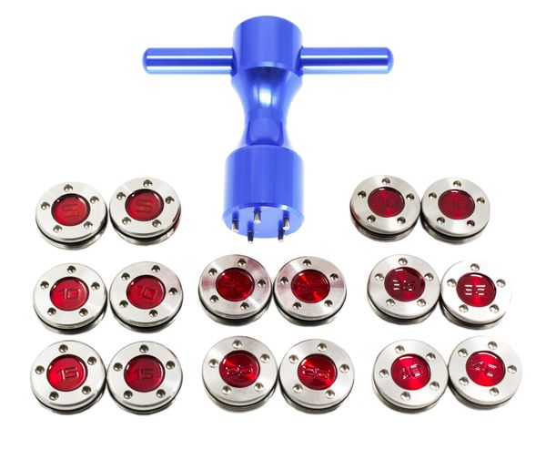 

2pcs golf red weights (5g, 10g, 15g, 20g, 25g, 30g, 35g, 40g) with 1 blue wrench