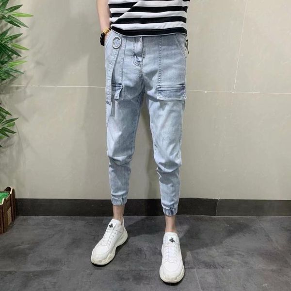 

опова пѬодажа 2020 мода поведневна ип-оп вело-иний джиновй молодежнй м, Blue