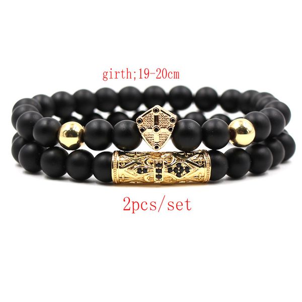 

мода женщины мужчины пемза бусины браслет личность микро вставка циркон щит изогнутые трубки аксессуары ювелирные изделия, Black