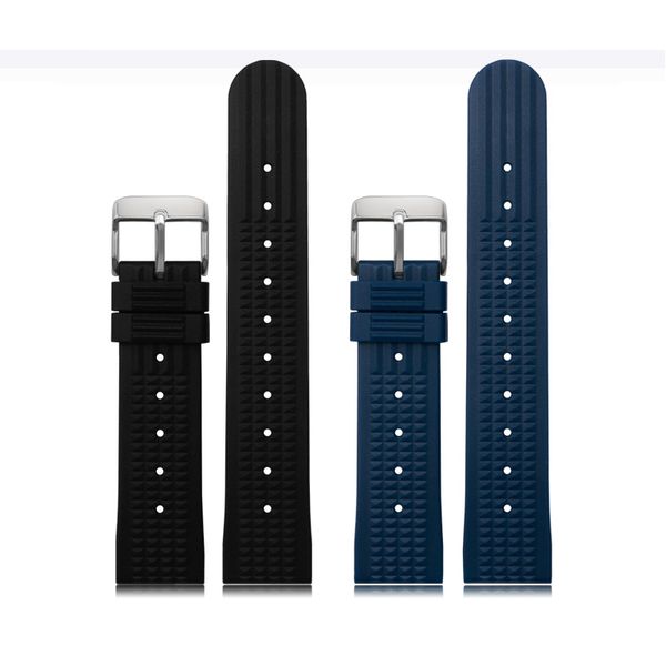 

silicone watch with canned black / blue 20 22mm watch band strap, Black;brown