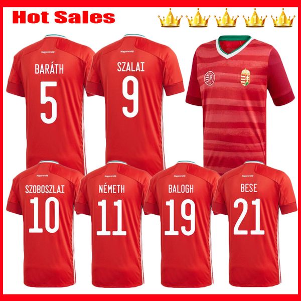 

thailand 2020 2021 hungary soccer jersey home red 20 21 national team dominik szoboszlai willi orban tamas kadar football uniform shirts, Black;yellow