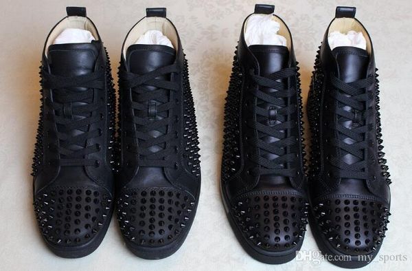 

wholesale italy brand sneakers red bottom men shoes full spiked high cut genuine leather red sole studs sneaker white black in stock