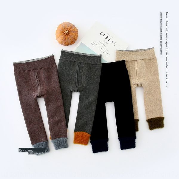 

kz1618 enzo brother 2019 winter baby stitching plus velvet warm contrast color leggings underpants leggings, Blue