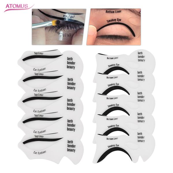 

10pcs new diy reusable eyeliner stencil template card tools eye liner accessories moldels drawing guide styling shaping