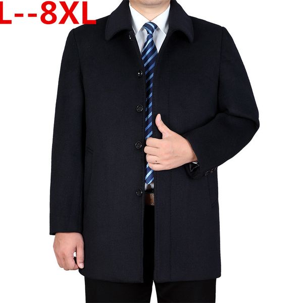 

8xl 6xl 5xl 4xl wool coat for men casual woolen coats male clothing men's jackets single breasted overcoat 5xl 6xl 7xl plus size, Black