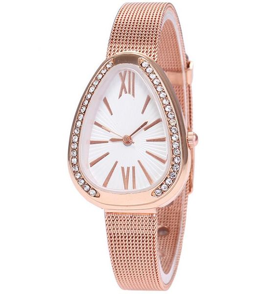 

внешняя торговля змея головы циферблат дамы сетка пояса смотреть мода без логотипа легированной стали пояса небольшие часы женский, Slivery;brown