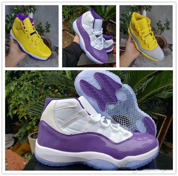 

11 wmns metallic silver yellow men basketball shoes lakers 11s jumpman purple white designer mens sports trainer sneakers