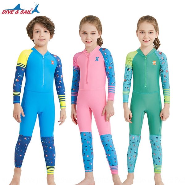 

otn6v children's one-piece women's long sleeve sunscreen quick-drying warm diving boy snorkeling warm diving swimsuit spring suit, White;black