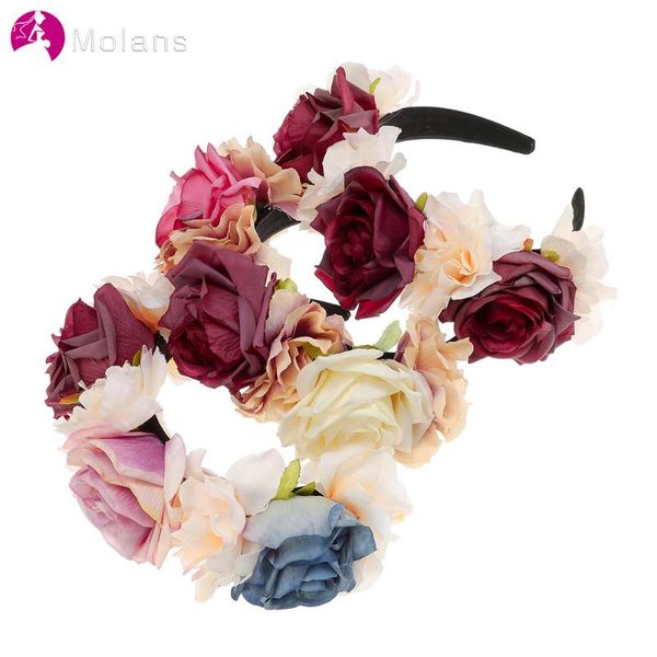 

molans women wedding bride flower crown handmade artificial floral headband hoop for girls hair band accessories art pgraphy